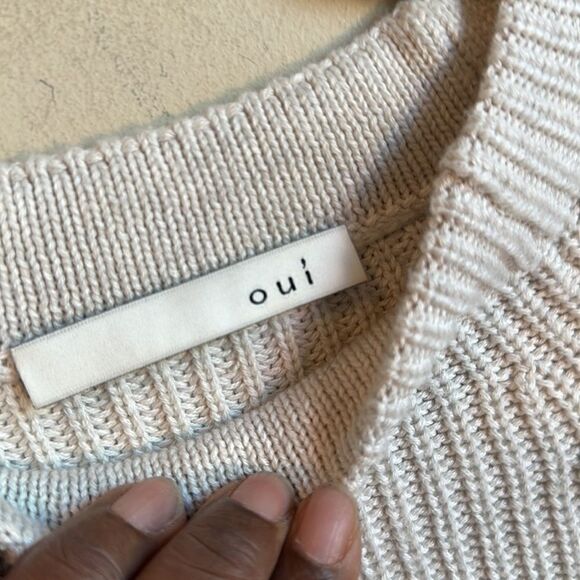 OUI RUBI JUMPER WITH ZIP Side Sweater 4 (cream/tan) - Picture 5 of 7